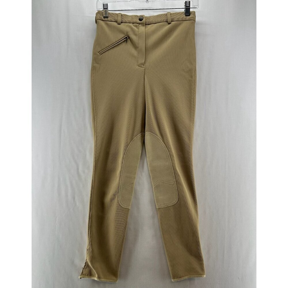 TuffRider Pants Womens Sz S Ride N' Go Ribbed Knee Patch Breeches Equestrian Tan